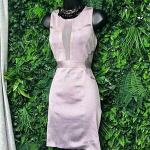 Wow Couture Dress Medium Purple Mesh Sheer Panel Bodycon Cocktail 3480